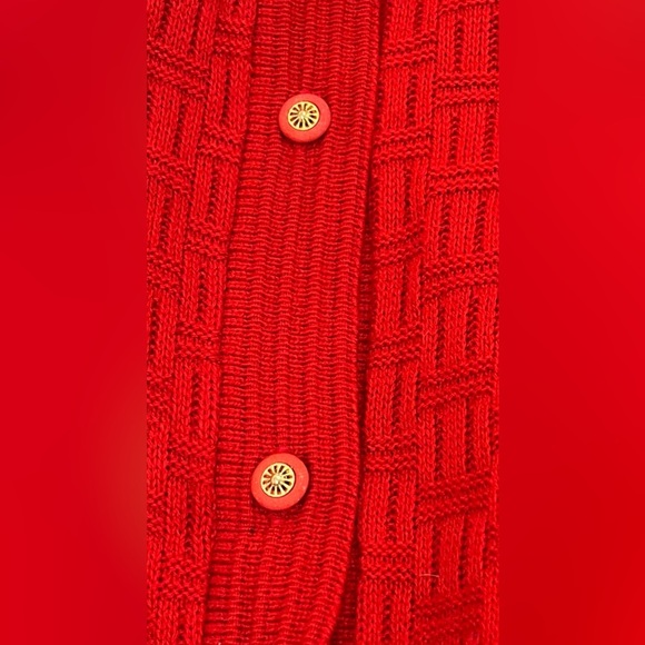 Vintage Separate Scene Red Knit Cardigan approx. M/L shoulder pads/cute buttons - Picture 3 of 10